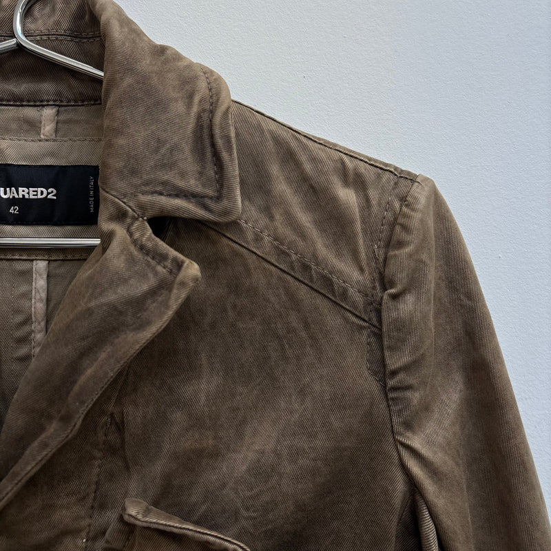 Dsquared2 Brown Waxed Pocketed Military Jacket