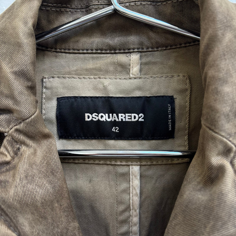 Dsquared2 Brown Waxed Pocketed Military Jacket