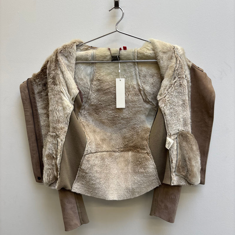 Damir Doma Suede & Fur Beige Moto Jacket