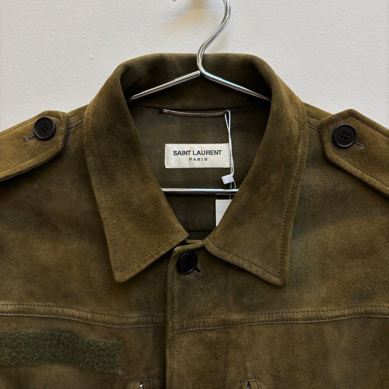 FW16 Yves Saint Laurent Suede Leather Military Jacket