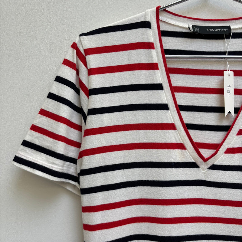 DSquared2 Striped V- Neck Top