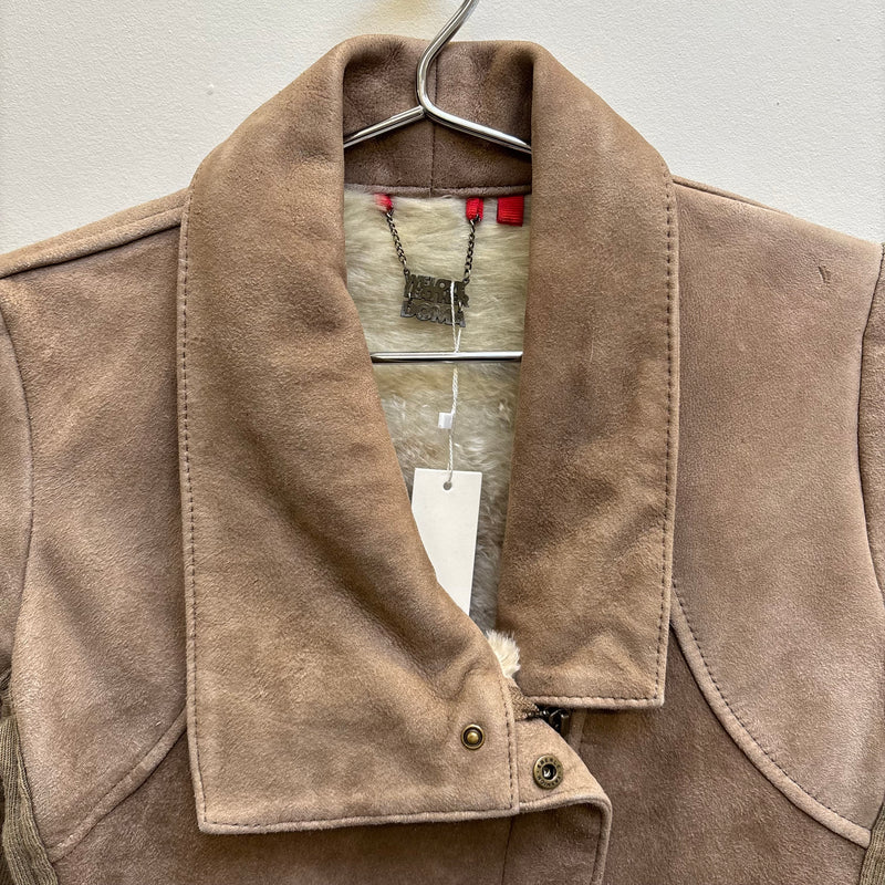 Damir Doma Suede & Fur Beige Moto Jacket