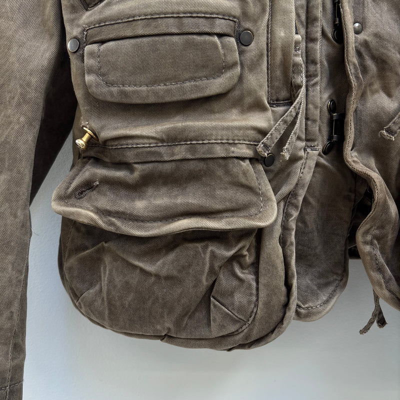 Dsquared2 Brown Waxed Pocketed Military Jacket