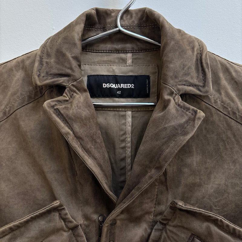 Dsquared2 Brown Waxed Pocketed Military Jacket