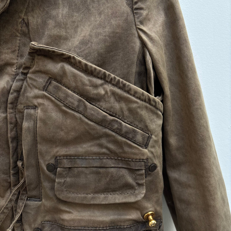 Dsquared2 Brown Waxed Pocketed Military Jacket