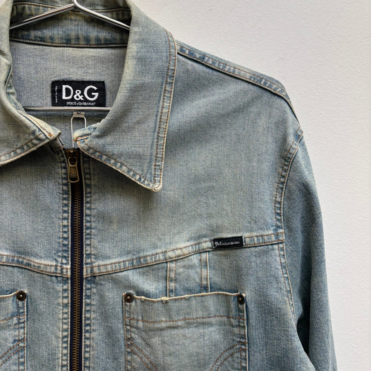 00s Dolce & Gabbana Light Wash Denim Zip-Up Jacket – Boketto