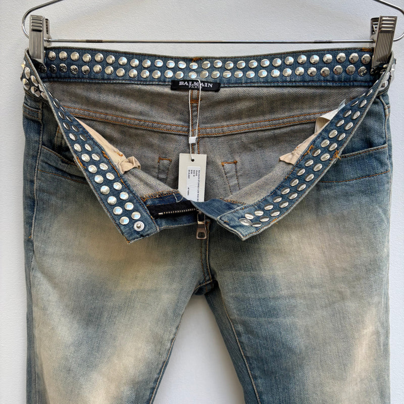FW11 Balmain Studded Low Rise Skinny Jeans