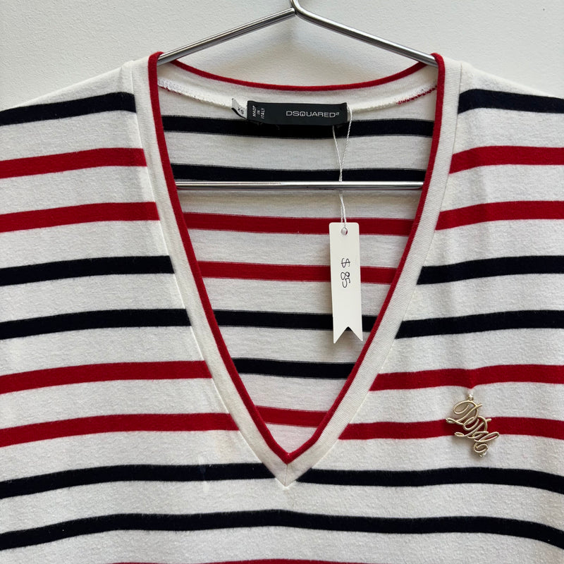 DSquared2 Striped V- Neck Top