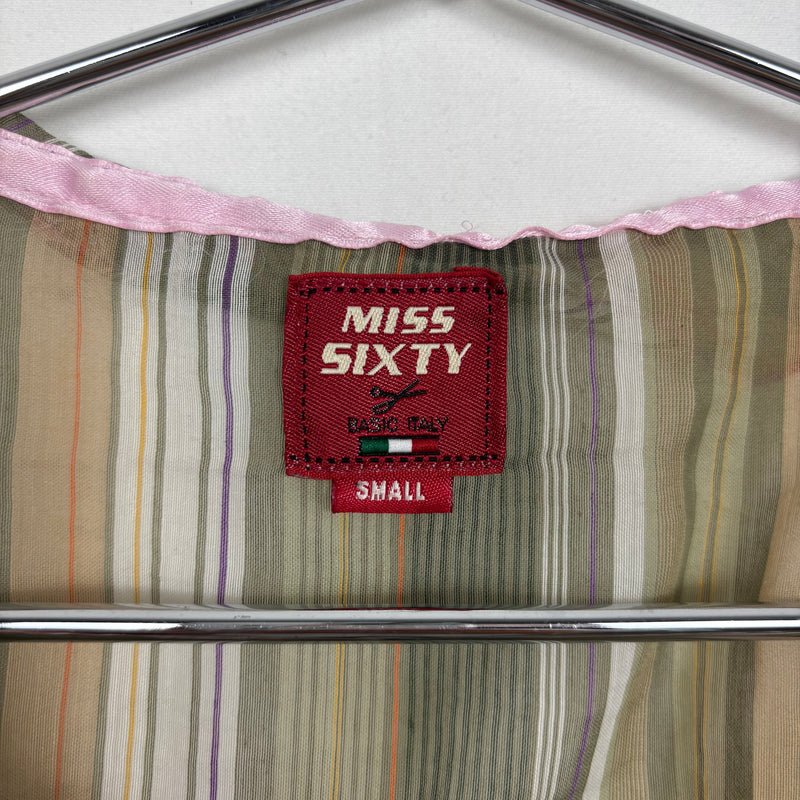 00s Miss Sixty Sheer Striped Tie Front Top