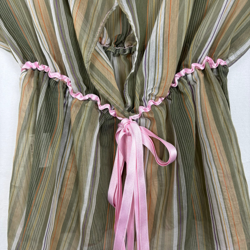 00s Miss Sixty Sheer Striped Tie Front Top