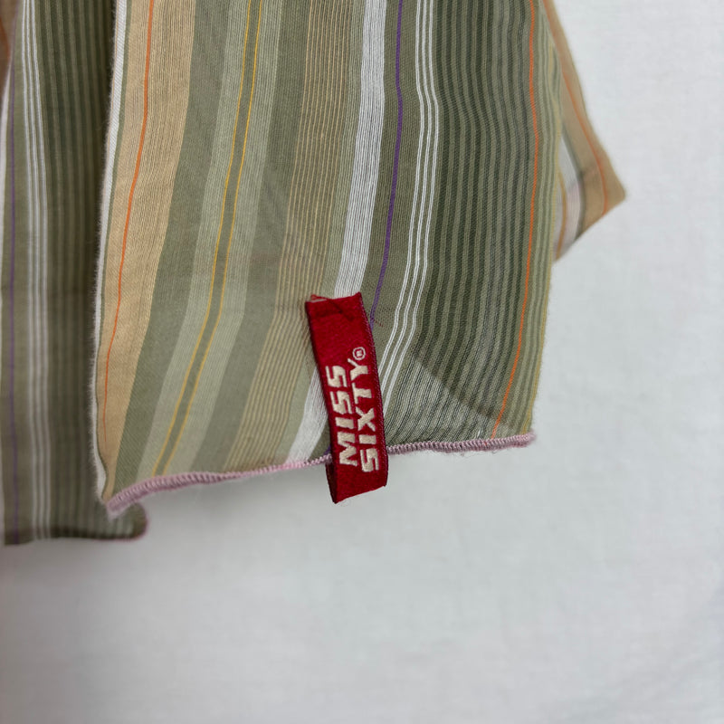 00s Miss Sixty Sheer Striped Tie Front Top