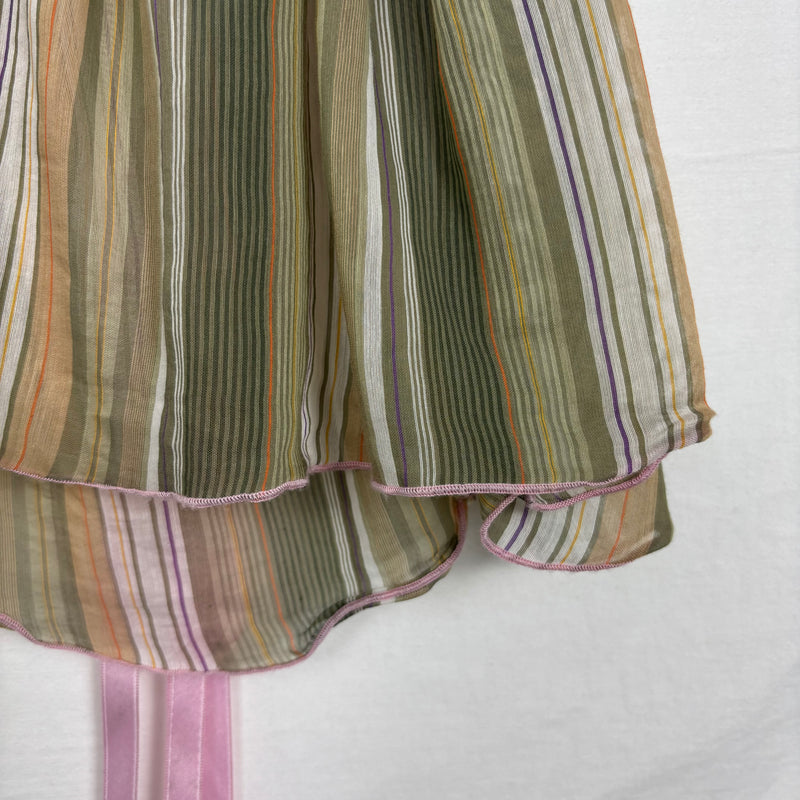 00s Miss Sixty Sheer Striped Tie Front Top