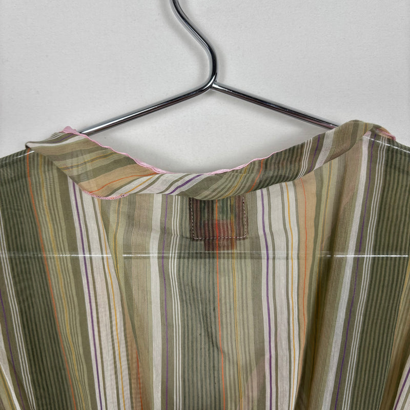 00s Miss Sixty Sheer Striped Tie Front Top