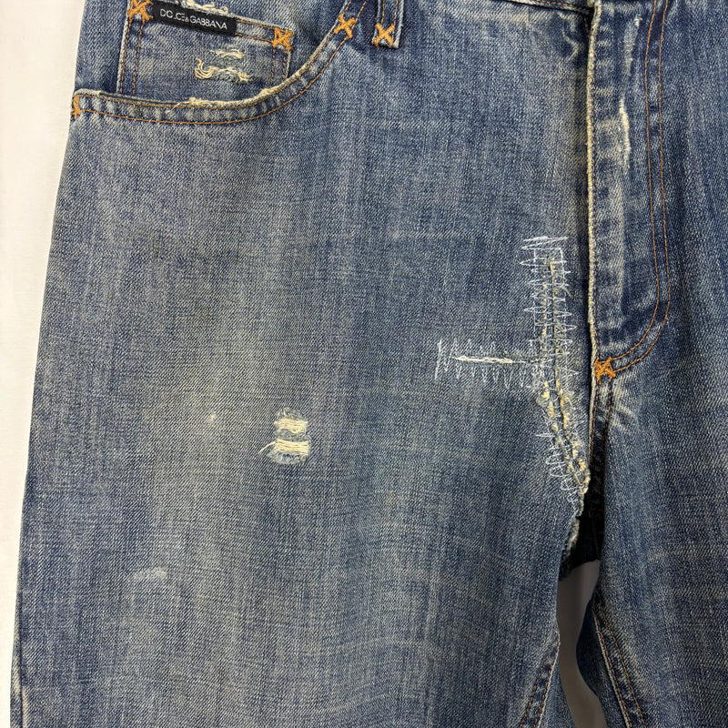 00s Dolce&Gabbana Coloured Stitch Dark Wash Relaxed Jeans