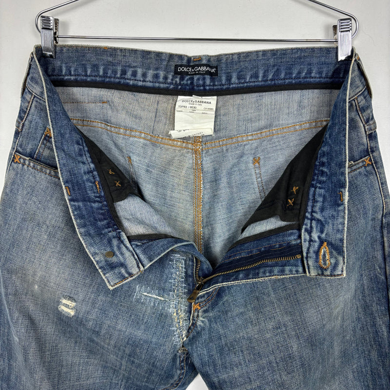 00s Dolce&Gabbana Coloured Stitch Dark Wash Relaxed Jeans