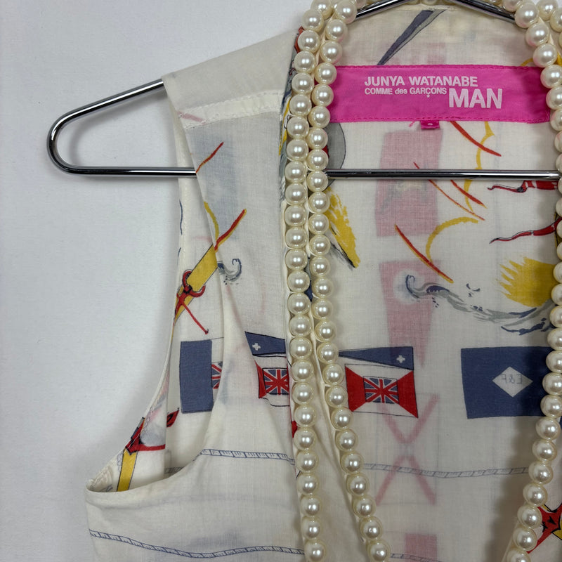 FW03 Junya Watanabe Pearl V-Neck Patterned Tank Top