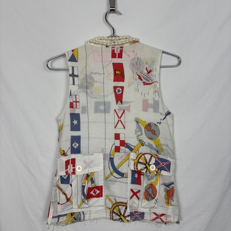 FW03 Junya Watanabe Pearl V-Neck Patterned Tank Top