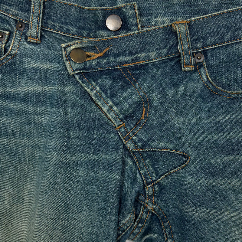 00s Mihara Yasuhiro Asymmetric Low Rise Flare Jeans