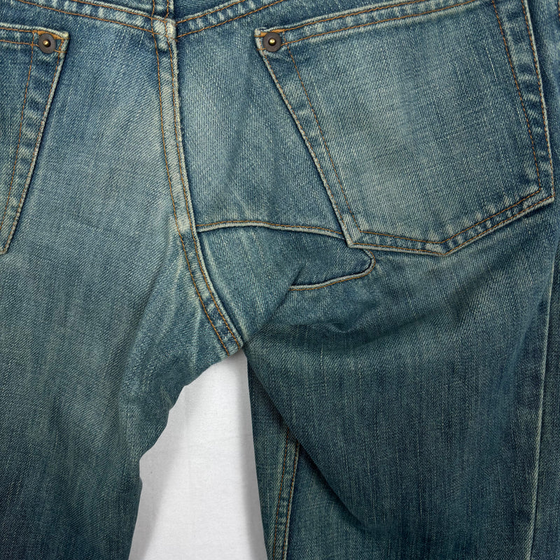 00s Mihara Yasuhiro Asymmetric Low Rise Flare Jeans