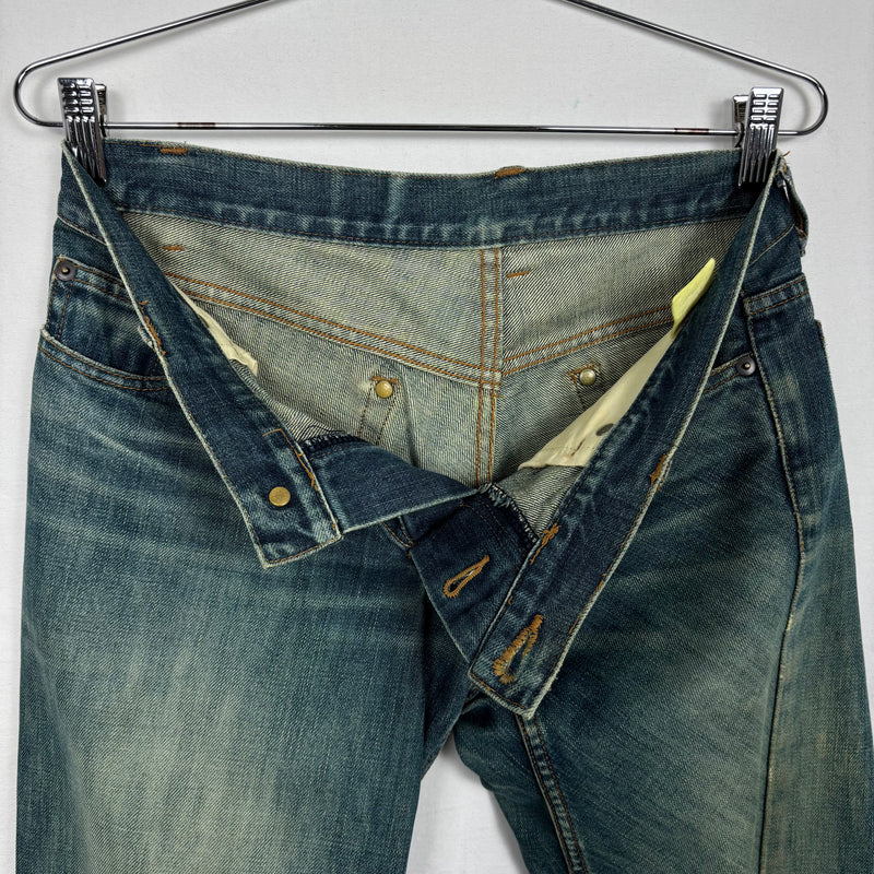 00s Mihara Yasuhiro Asymmetric Low Rise Flare Jeans