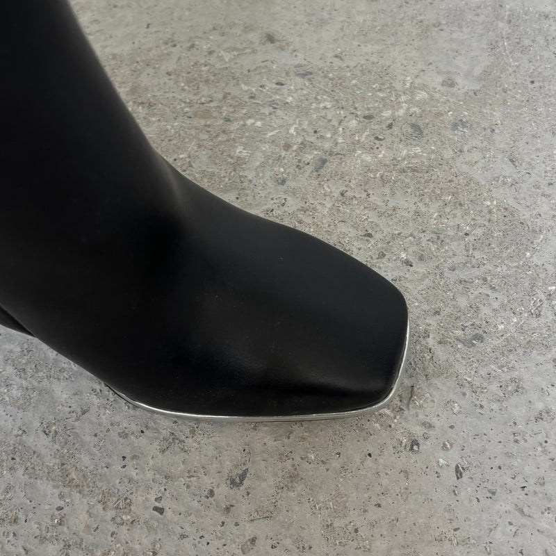 Balenciaga Curved Heel Leather Knee High Boots
