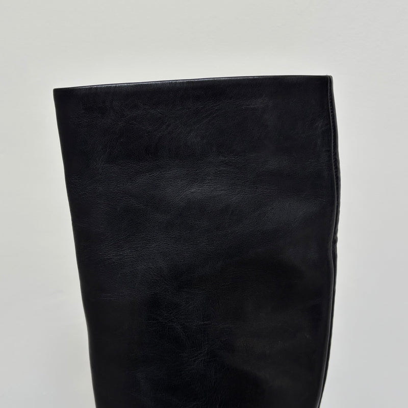 Balenciaga Curved Heel Leather Knee High Boots