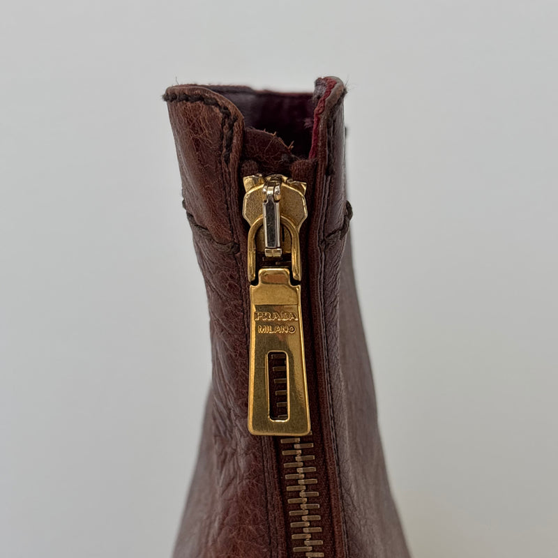 00s Prada Leather Platform Ankle Boot Heels