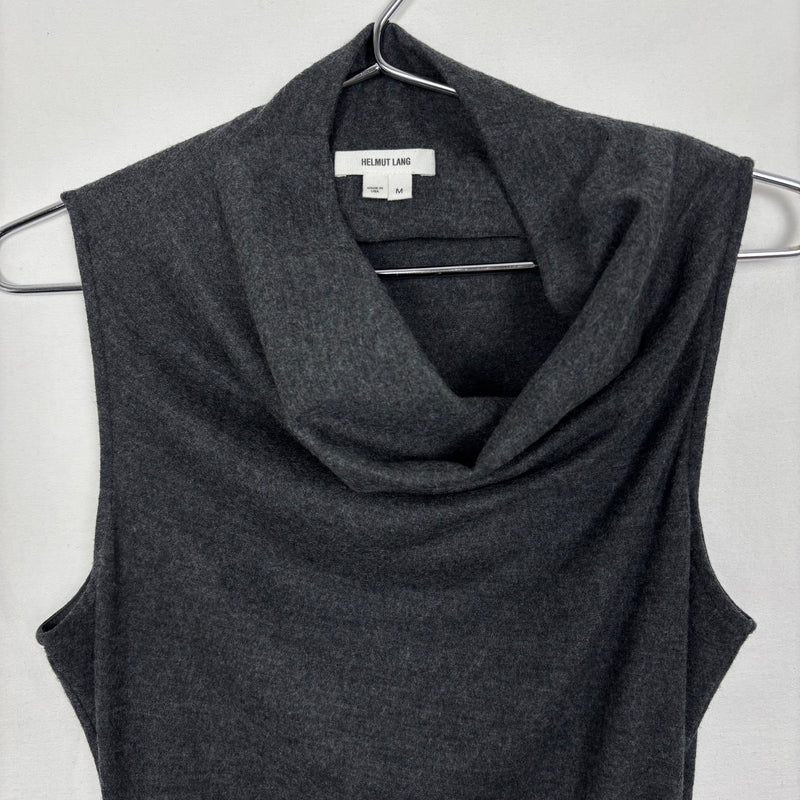 00s Helmut Lang Sonar Wool Sleeveless Draped Dress