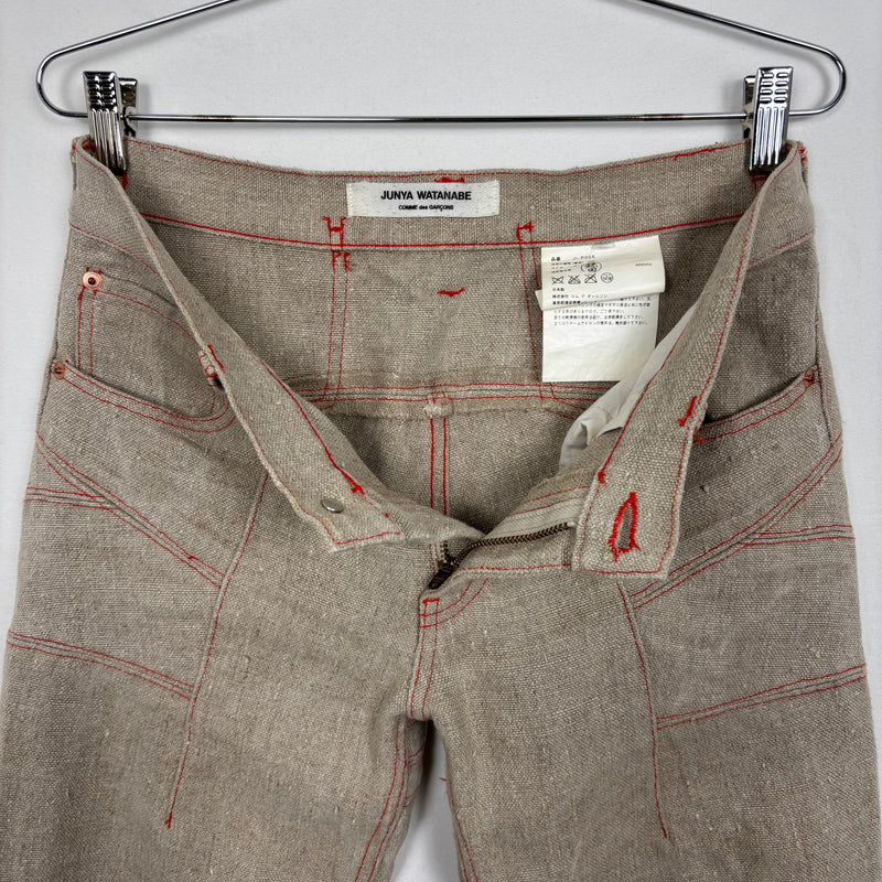 FW02 Junya Watanabe Flared Biker Ramie Jeans