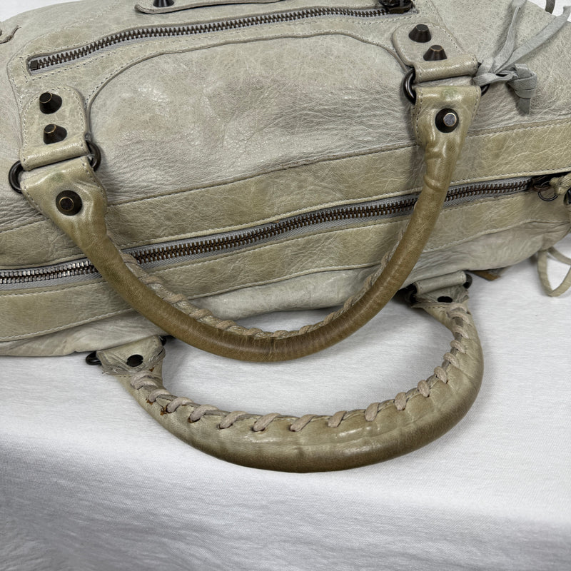 08 Balenciaga Grey/Pistachio Green Twiggy Bag