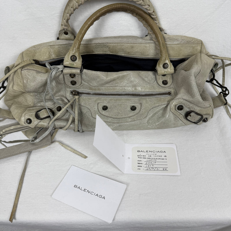 08 Balenciaga Grey/Pistachio Green Twiggy Bag