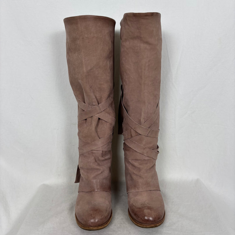 A.S. 98 Wrap Up Knee High Leather Heel Boots