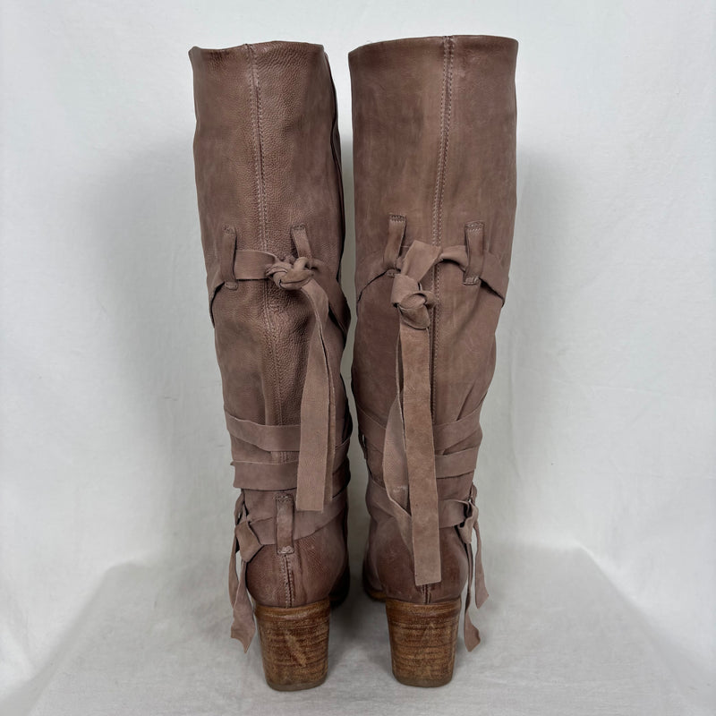 A.S. 98 Wrap Up Knee High Leather Heel Boots