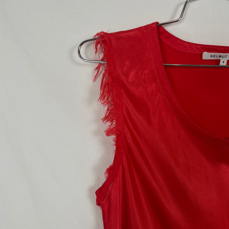 Helmut Lang Red Tank Top Frayed Edge