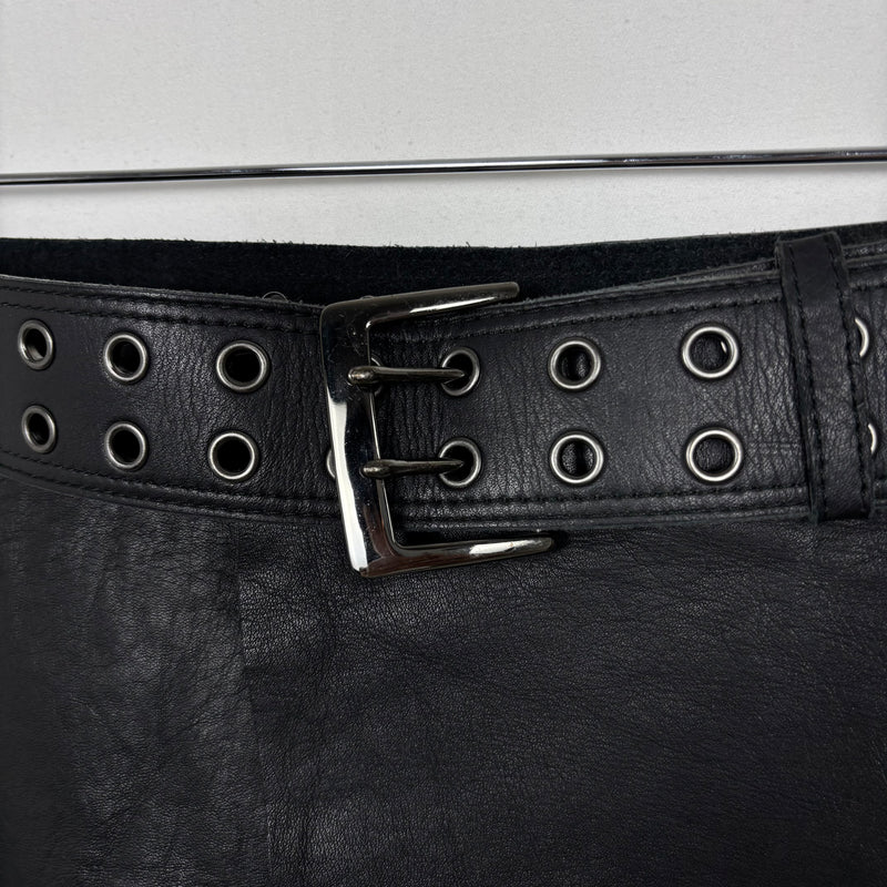 Ritsuko Shirahama Mini Leather Wrap Belt Skirt