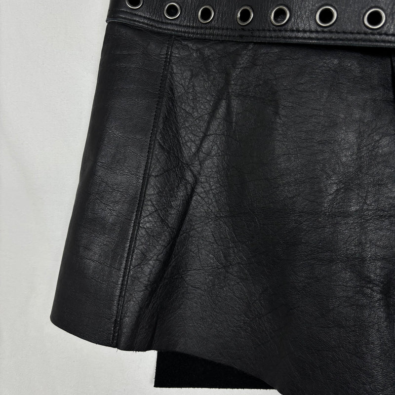 Ritsuko Shirahama Mini Leather Wrap Belt Skirt