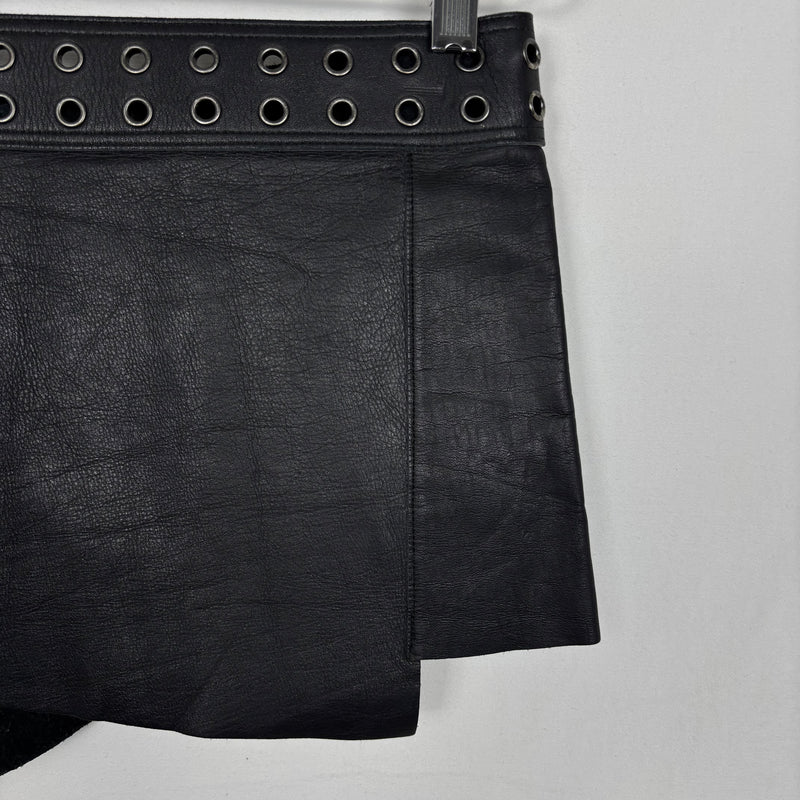 Ritsuko Shirahama Mini Leather Wrap Belt Skirt