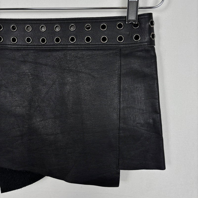 Ritsuko Shirahama Mini Leather Wrap Belt Skirt