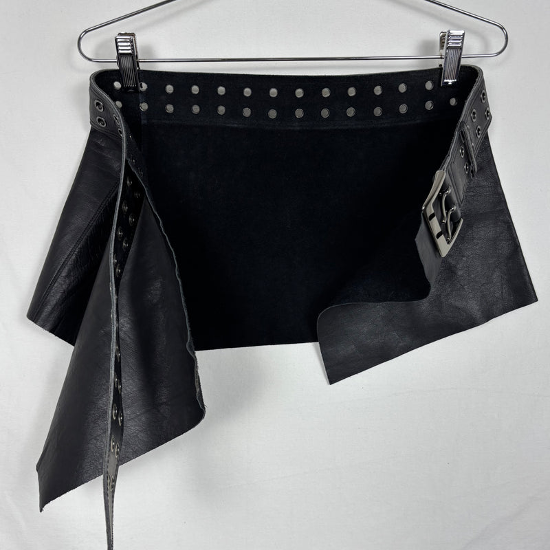 Ritsuko Shirahama Mini Leather Wrap Belt Skirt