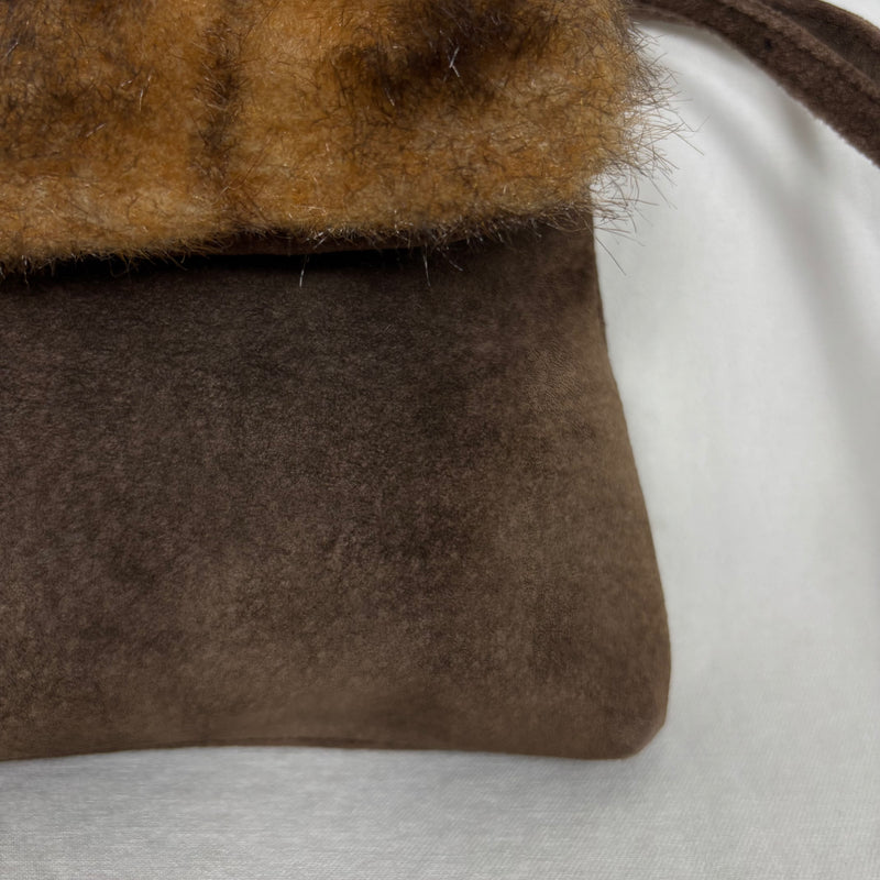 90s Miu Miu Faux Fur Suede Crossbody Bag