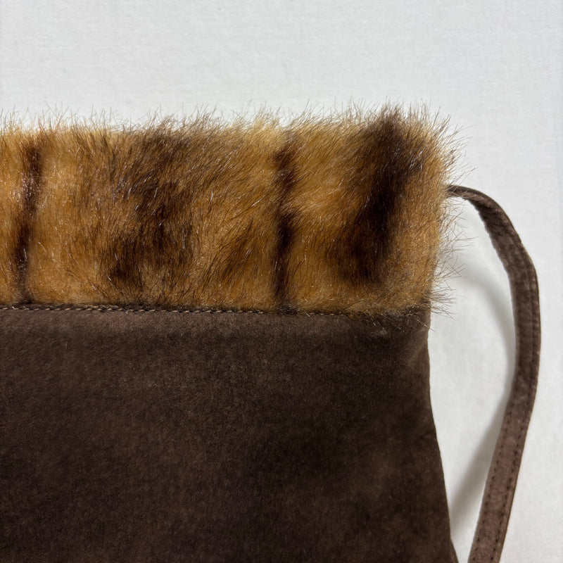 90s Miu Miu Faux Fur Suede Crossbody Bag