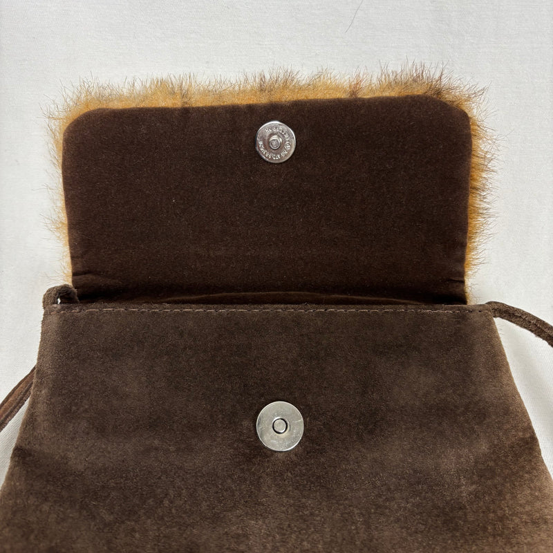 90s Miu Miu Faux Fur Suede Crossbody Bag