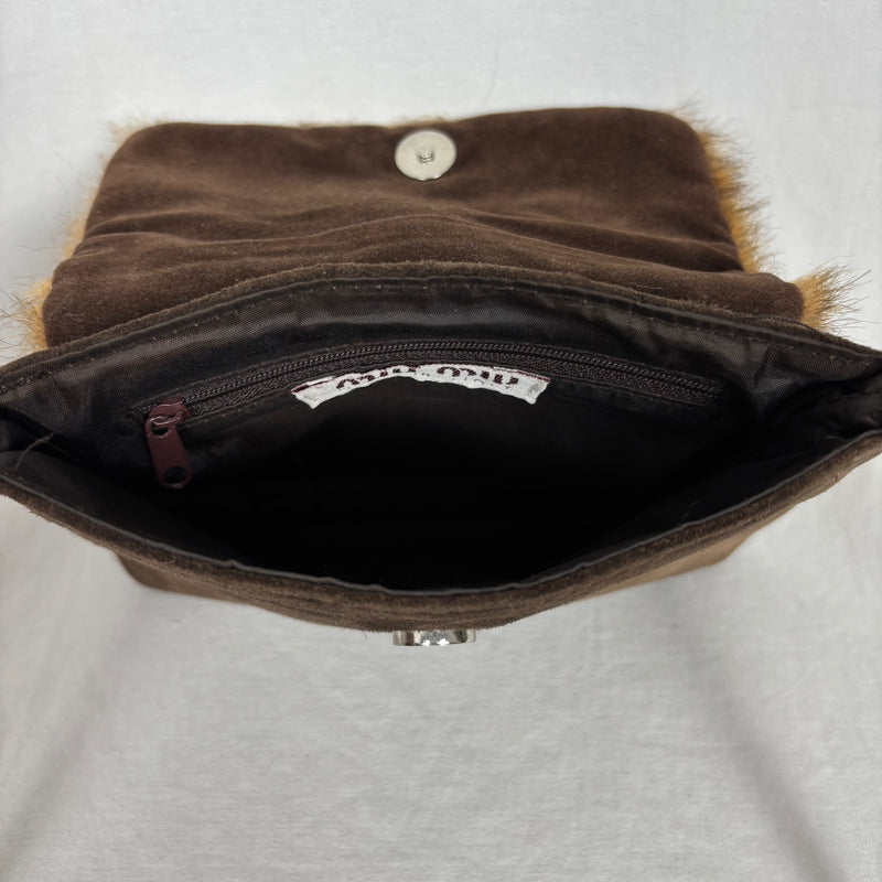 90s Miu Miu Faux Fur Suede Crossbody Bag