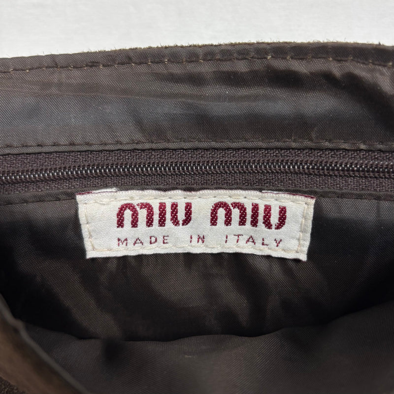 90s Miu Miu Faux Fur Suede Crossbody Bag