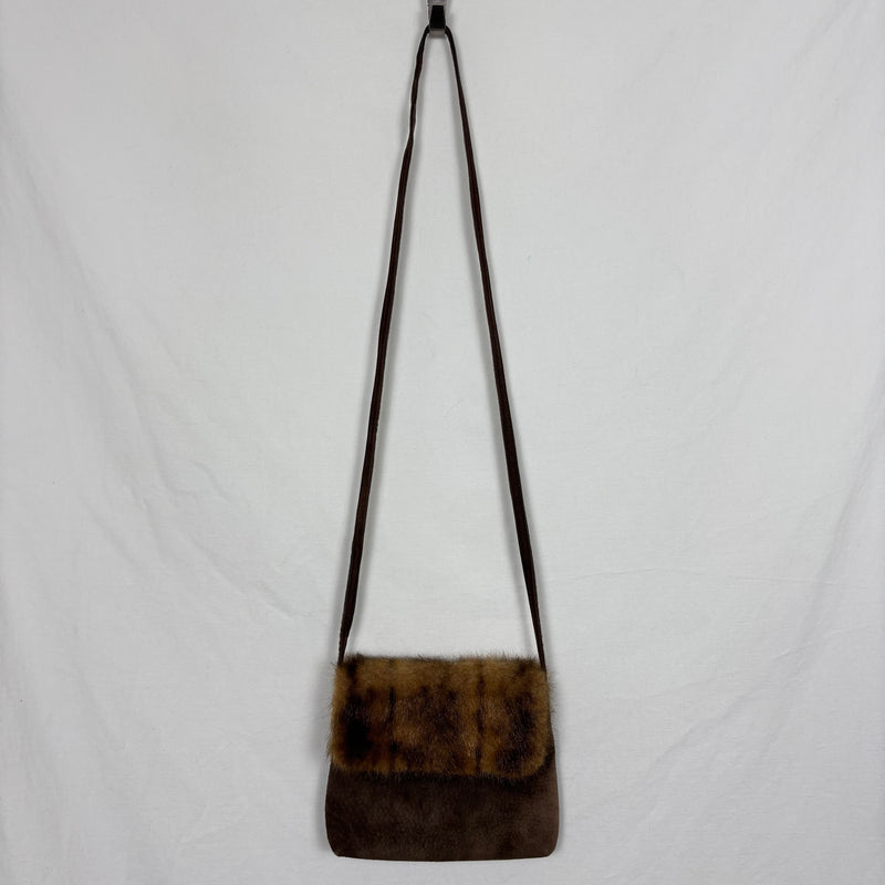 90s Miu Miu Faux Fur Suede Crossbody Bag