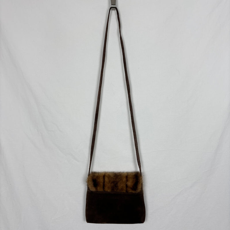 90s Miu Miu Faux Fur Suede Crossbody Bag