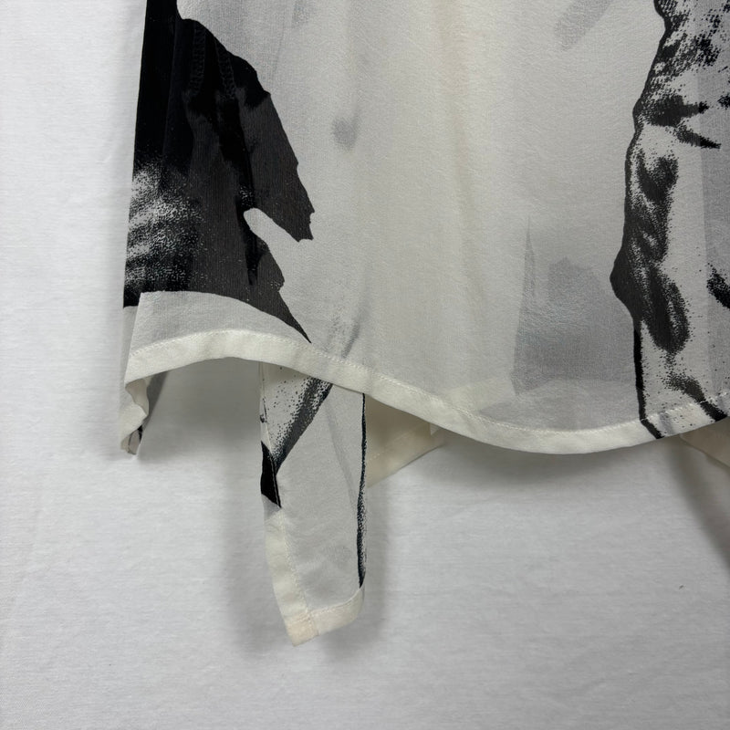 Ann Demeulemeester Sheer Feather Print Silk Tank Top