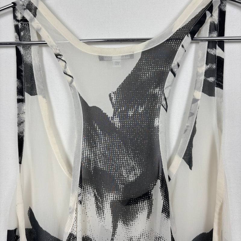 Ann Demeulemeester Sheer Feather Print Silk Tank Top