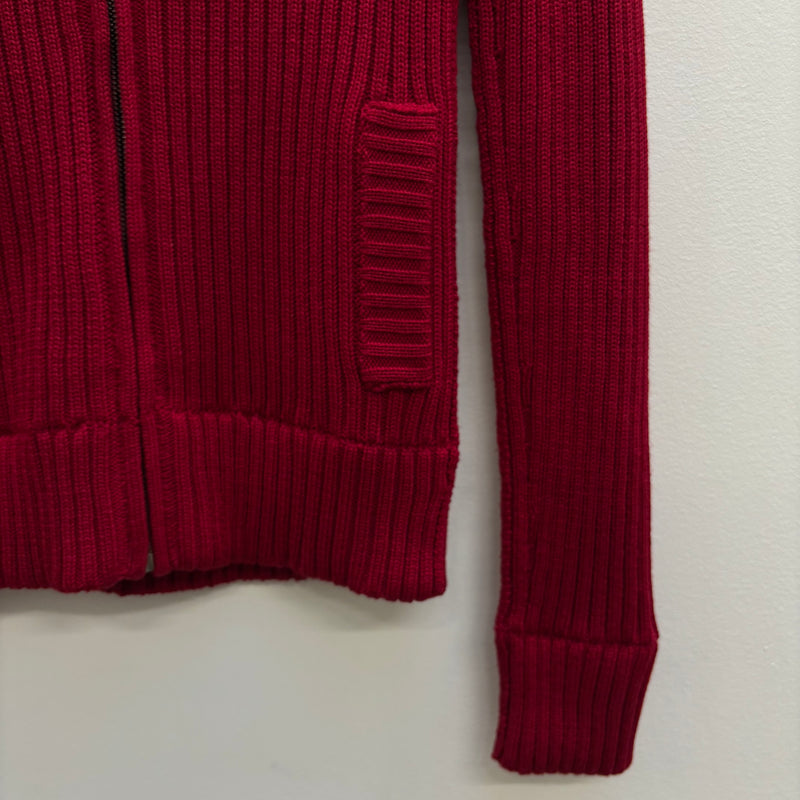 Dolce & Gabbana Red Knit Turtleneck Zip Up Cardigan