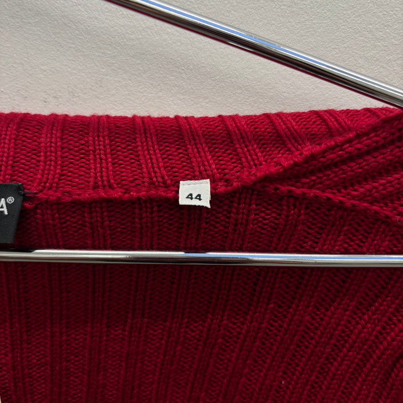Dolce & Gabbana Red Knit Turtleneck Zip Up Cardigan
